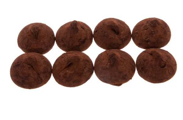 Chocolade Truffels Geïsoleerd Witte Achtergrond — Stockfoto