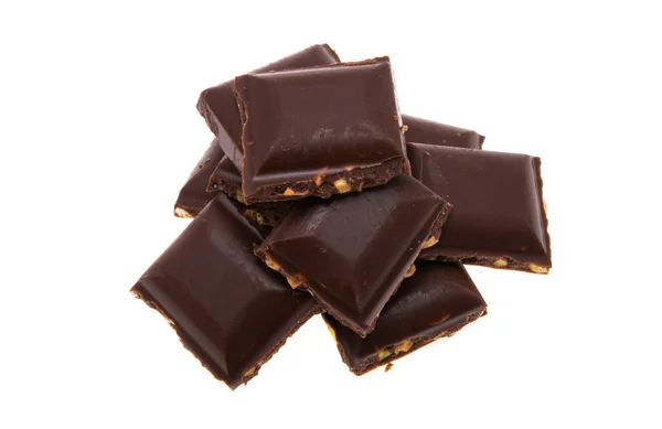 Čokoláda Ořechy Izolované Bílém Pozadí — Stock fotografie