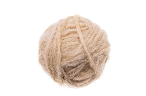 Ball Natural Wool Isolated White Background — Stock Photo, Image