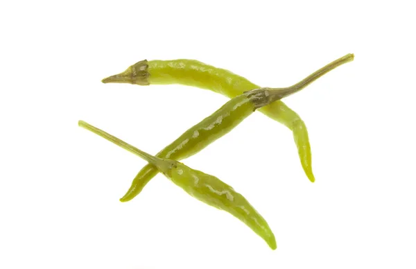 Malé Nakládané Zelené Papriky Izolované Bílém Pozadí — Stock fotografie