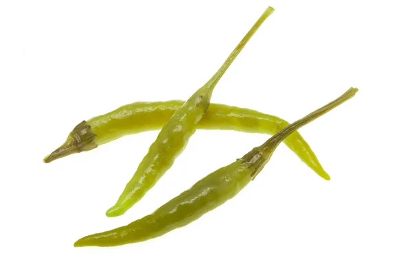 Kleine Eingelegte Grüne Paprika Isoliert Auf Weißem Hintergrund — Stockfoto