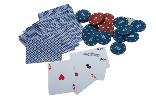 在白色背景下孤立的扑克游戏 — 图库照片