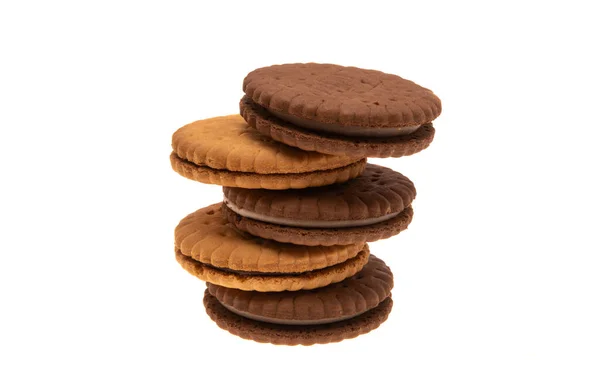 Cookies Duplos Isolados Fundo Branco — Fotografia de Stock