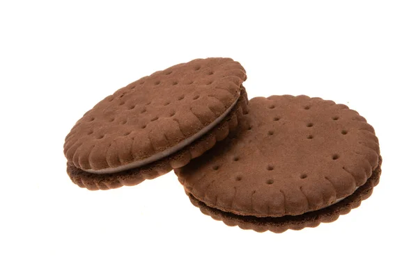 Dubbla Cookies Isolerade Vit Bakgrund — Stockfoto