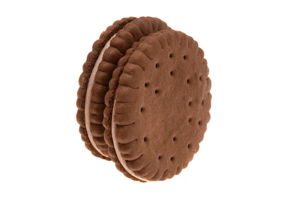 Dubbla Cookies Isolerade Vit Bakgrund — Stockfoto