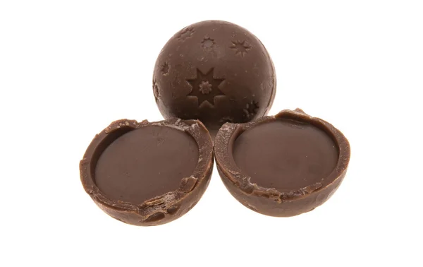 Chocolade Truffels Geïsoleerd Witte Achtergrond — Stockfoto