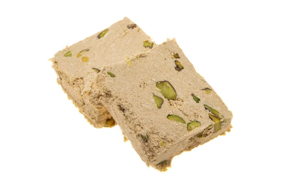 Halva Avec Pistaches Isolées Sur Fond Blanc — Photo