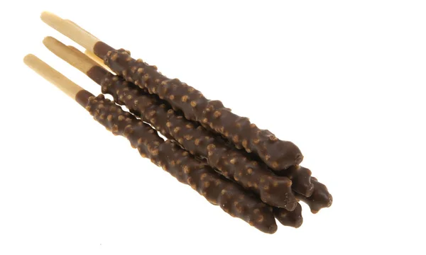 Sticks Chocolade Glazuur Geïsoleerd Witte Achtergrond — Stockfoto