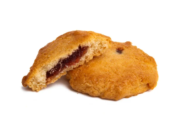 Galletas Con Relleno Fruta Aislado Sobre Fondo Blanco — Foto de Stock