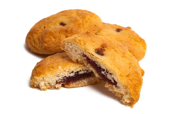 Biscuits Avec Remplissage Fruits Isolés Sur Fond Blanc — Photo