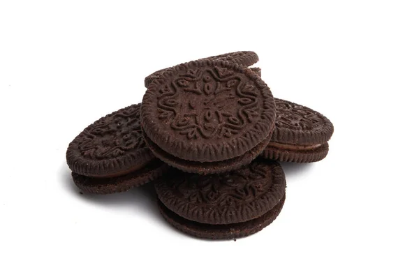 Σοκολατένιο Διπλό Cookie Απομονωμένο Λευκό Φόντο — Φωτογραφία Αρχείου