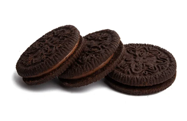 Schokolade Double Cookie Isoliert Auf Weißem Hintergrund — Stockfoto