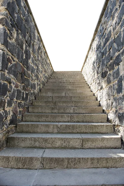 Escalera Piedra Aislada Sobre Fondo Blanco —  Fotos de Stock