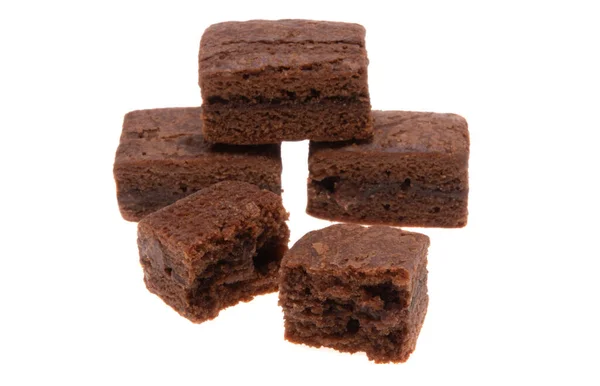 Amerikansk Choklad Brownie Kaka Isolerad Vit Bakgrund — Stockfoto