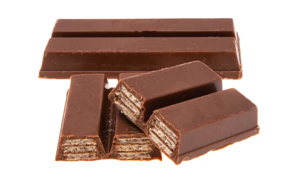 Caramelos Chocolate Con Gofres Crujientes Aislados Sobre Fondo Blanco — Foto de Stock