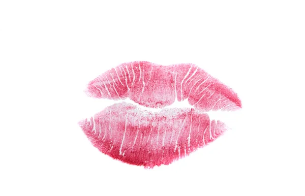 Lipstick Afdruk Geïsoleerd Witte Achtergrond — Stockfoto