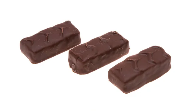 Barra Chocolate Con Nueces Aisladas Sobre Fondo Blanco —  Fotos de Stock