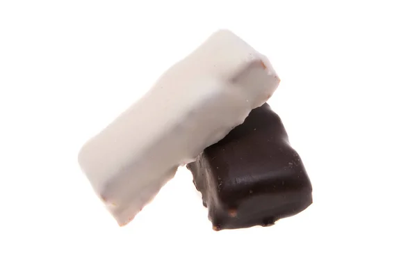 Csokoládé Cukorka Szárított Sárgabarack Izolált Fehér Alapon — Stock Fotó