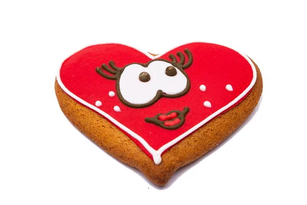 Biscoitos Coração Bonito Isolado Fundo Branco — Fotografia de Stock
