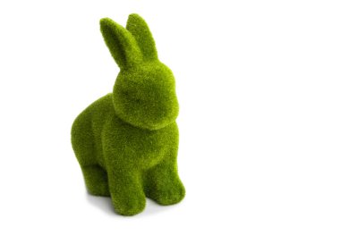 Paskalya yeşili tavşan beyaz arka planda izole