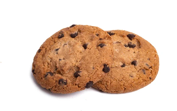 Kekse Mit Schokolade Und Nüssen Isoliert Auf Weißem Hintergrund — Stockfoto