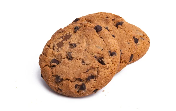 Galletas Con Chocolate Nueces Aisladas Sobre Fondo Blanco — Foto de Stock