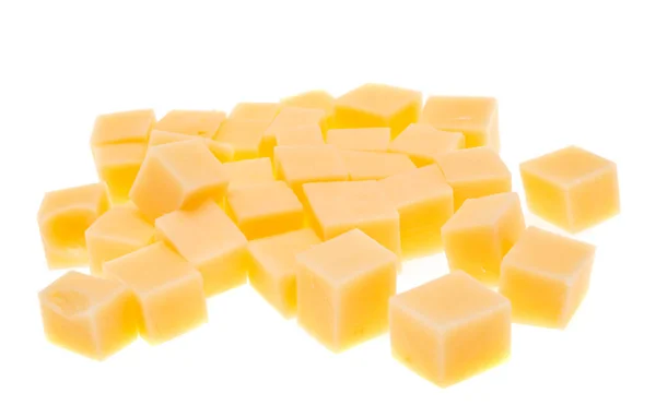 Cheese Cubes Isolated White Background — Stock Photo, Image