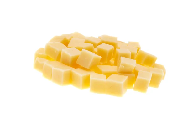 Cubetti Formaggio Isolati Sfondo Bianco — Foto Stock