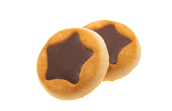 Biscuits Avec Étoile Chocolat Isolé Sur Fond Blanc — Photo