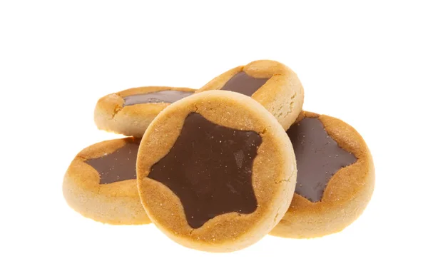 Biscoitos Com Estrela Chocolate Isolada Fundo Branco — Fotografia de Stock