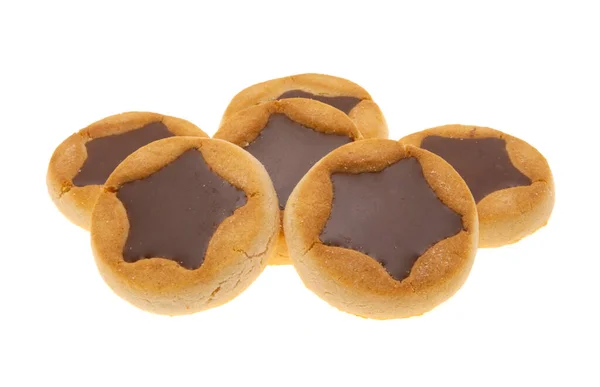 Koekjes Met Chocolade Ster Geïsoleerd Witte Achtergrond — Stockfoto