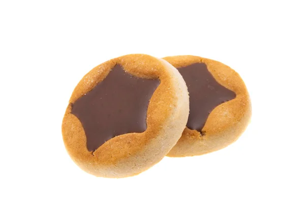 Galletas Con Estrella Chocolate Aisladas Sobre Fondo Blanco — Foto de Stock