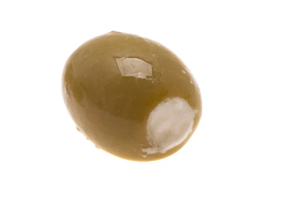 Olivy Plněné Sýrem Izolované Bílém Pozadí — Stock fotografie