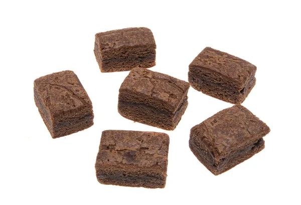 Amerikansk Choklad Brownie Kaka Isolerad Vit Backgroun — Stockfoto