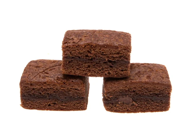 Amerikai Csokoládé Brownie Torta Elszigetelt Fehér Backgroun — Stock Fotó