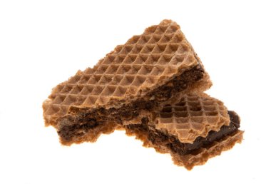 Beyaz arka planda izole çikolatalı waffle 