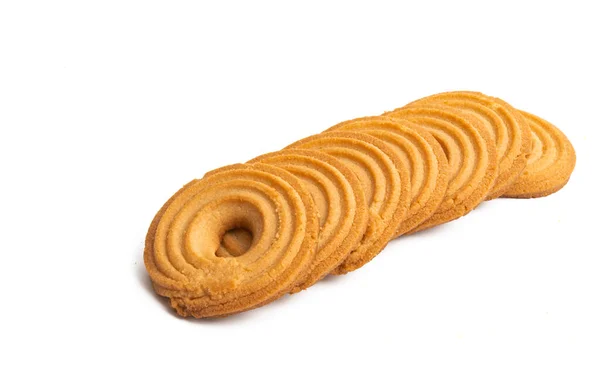 Anneaux Biscuits Isolés Sur Fond Blanc — Photo