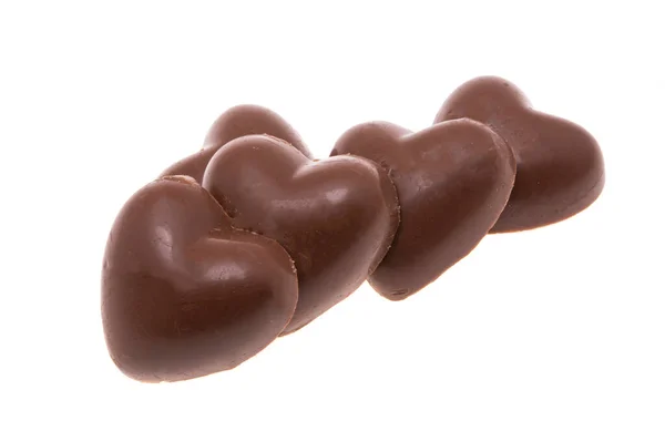 Schokoladenherzen Isoliert Auf Weißem Hintergrund — Stockfoto