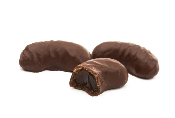 Lepkavé Bonbóny Čokoládě Izolované Bílém Pozadí — Stock fotografie