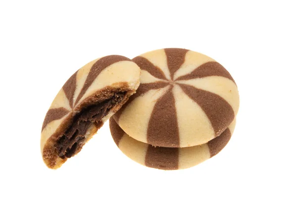 Gestreepte Cookies Geïsoleerd Witte Achtergrond — Stockfoto