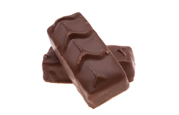 Barra Chocolate Com Nozes Isoladas Fundo Branco — Fotografia de Stock