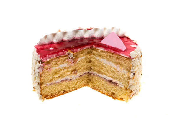 Spons Cake Geïsoleerd Witte Achtergrond — Stockfoto