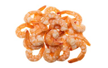 Kaynamış karides beyaz arkaplanda izole edildi 