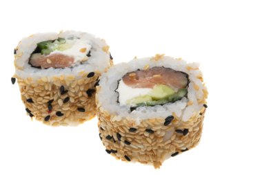 Suşi beyaz arkaplanda izole edildi 