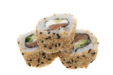 Suşi beyaz arkaplanda izole edildi 