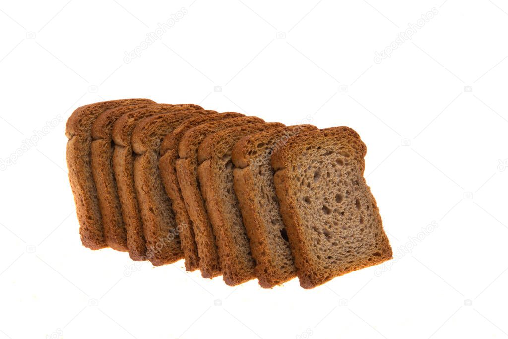 sliced rye bread isolated on white background