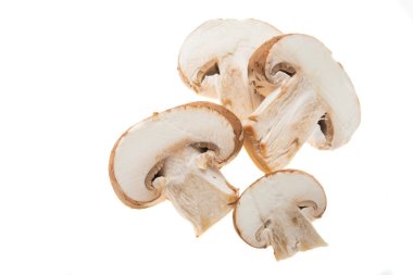 Şampiyon mantarları beyaz arkaplanda izole 