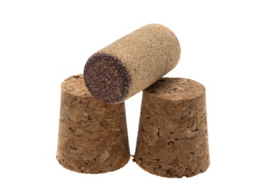 Beyaz arkaplanda izole edilmiş şarap mantarı