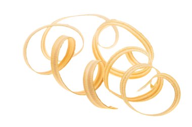 Beyaz zemin üzerinde izole ahşap talaşı 