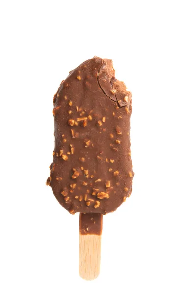 Schokoladeneis Auf Einem Stock Isoliert Auf Weißem Hintergrund — Stockfoto